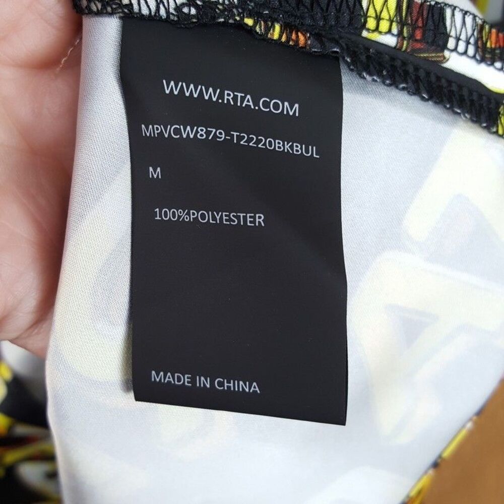 RTA Button Shirt Mens Medium Black Gold Short Sleeve Logo NATHAN $160 - Picture 7 of 8